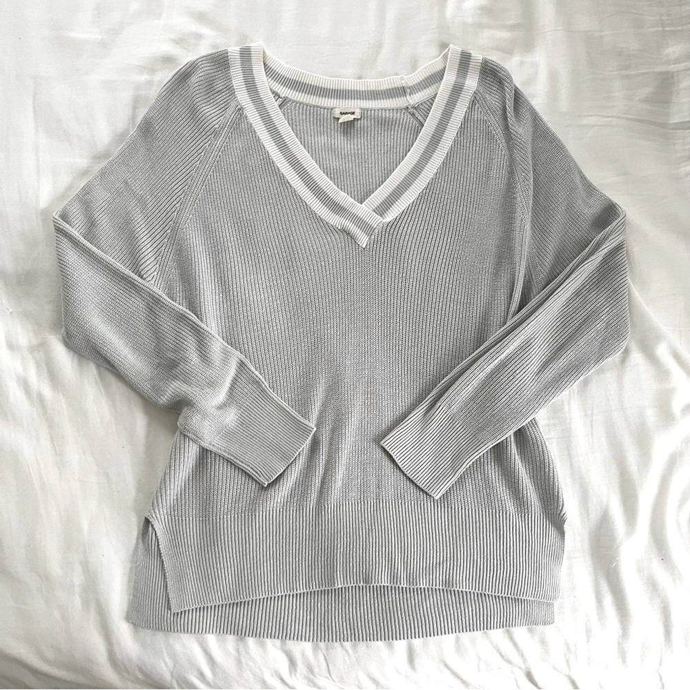 Garage Grey V-Neck Sweater
